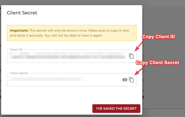 Copy Client ID and Client Secret