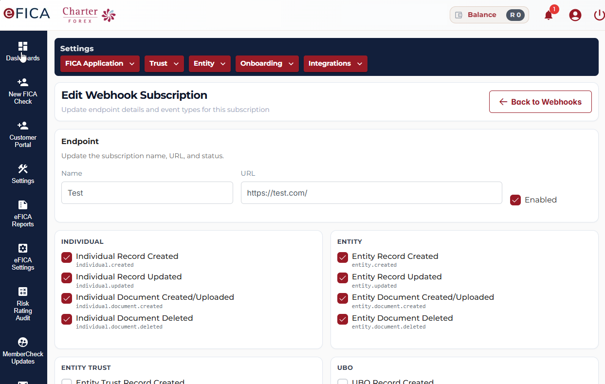 Create a webhook subscription